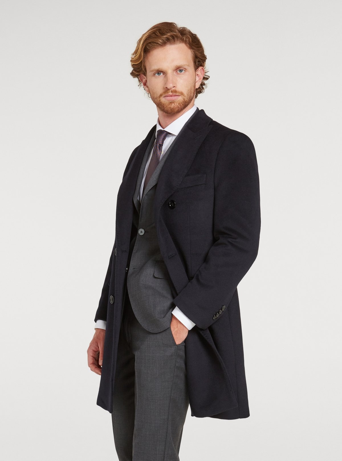 Zweireihiger Mantel aus Kaschmir-Mischung