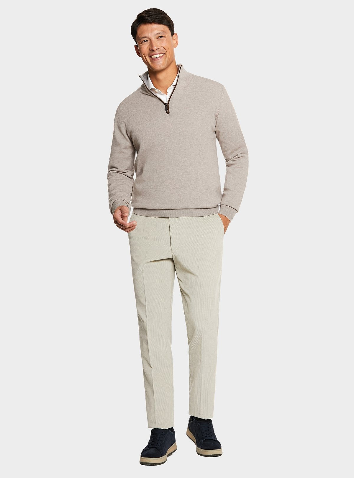 Pullover mit halbem Reißverschluss aus Wolle und Kaschmir