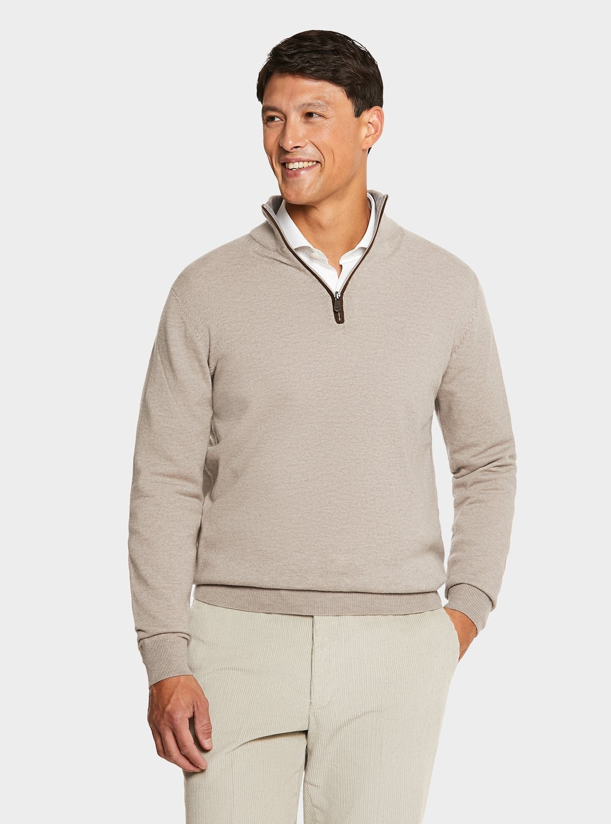 Pullover mit halbem Reißverschluss aus Wolle und Kaschmir