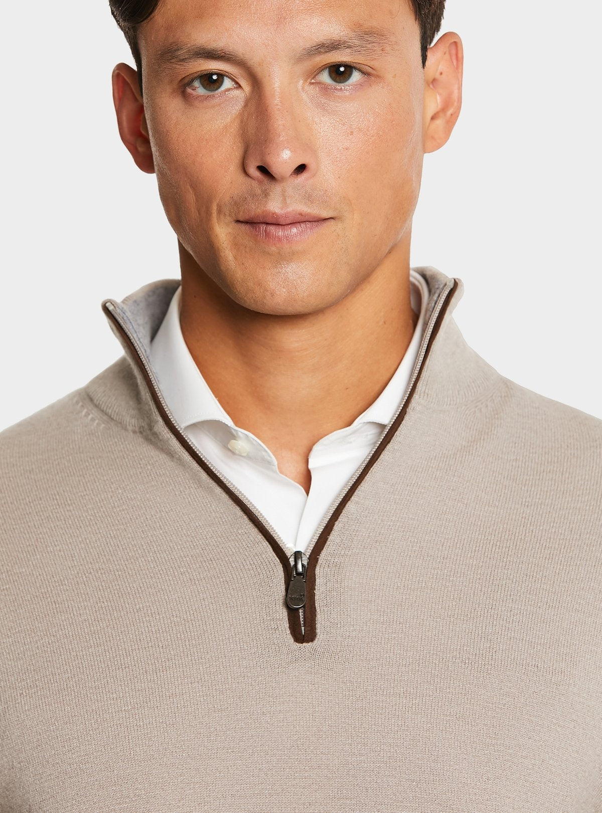 Pullover mit halbem Reißverschluss aus Wolle und Kaschmir