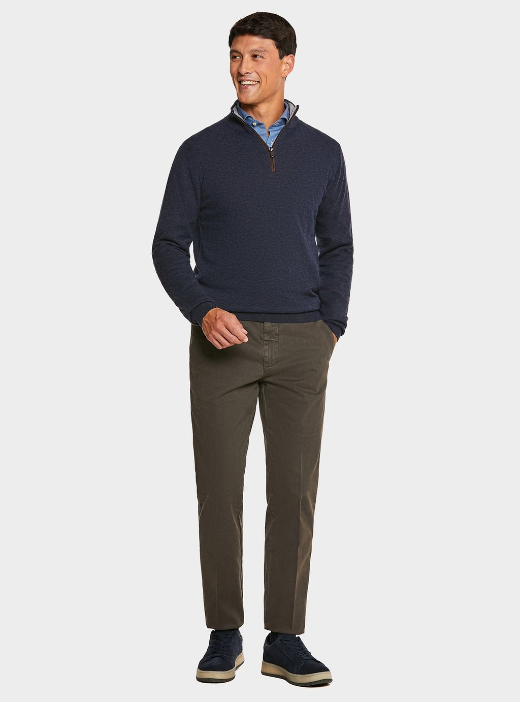 Pullover mit halbem Reißverschluss aus Wolle und Kaschmir