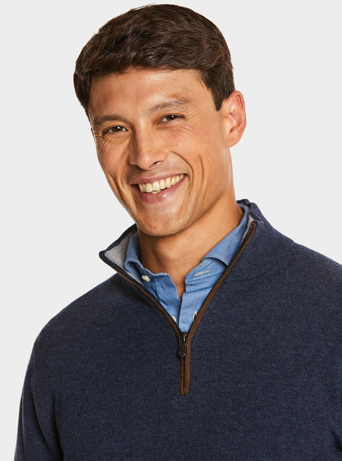 Pullover mit halbem Reißverschluss aus Wolle und Kaschmir