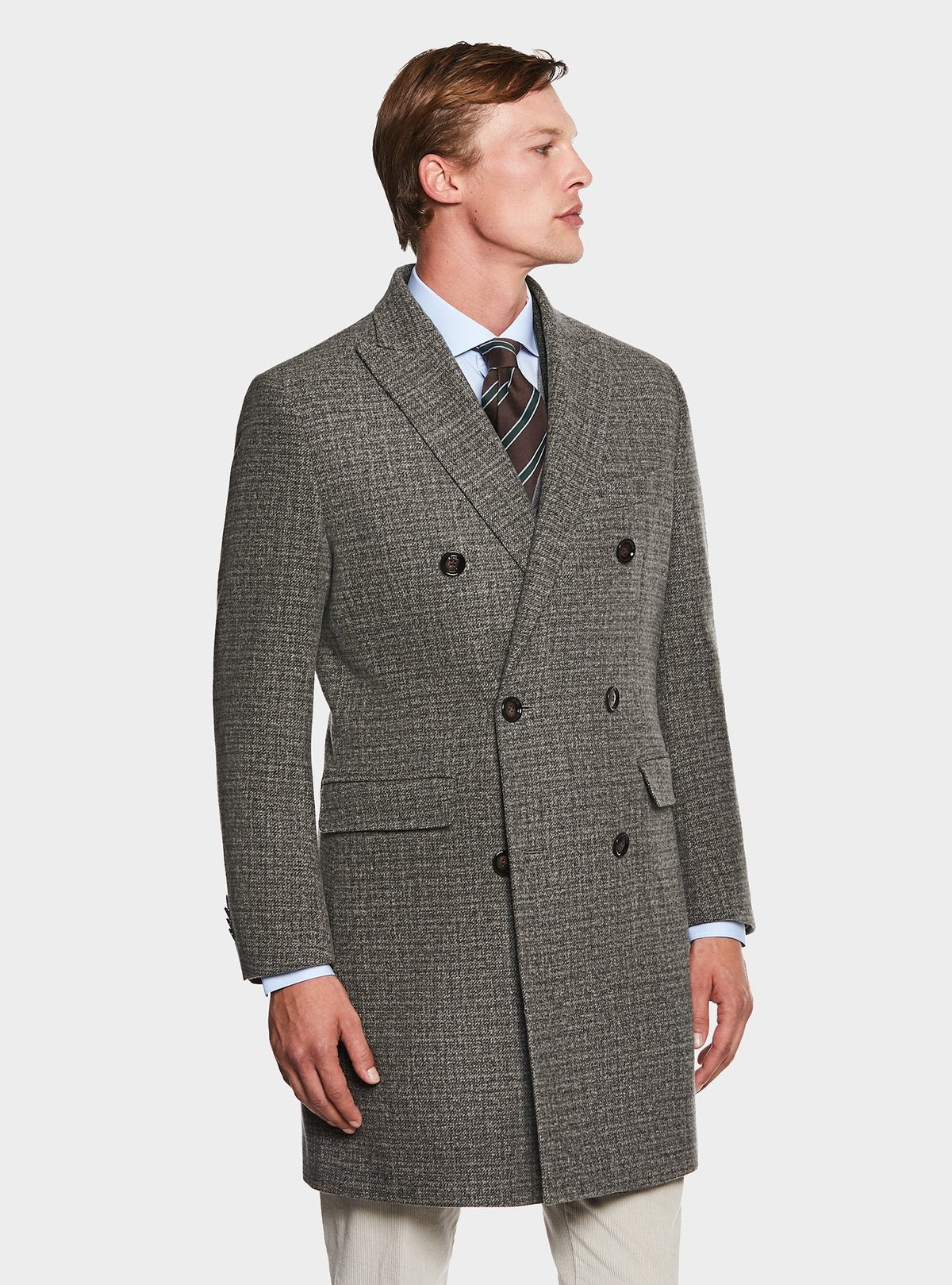 Zweireihiger strukturierter Wollmantel