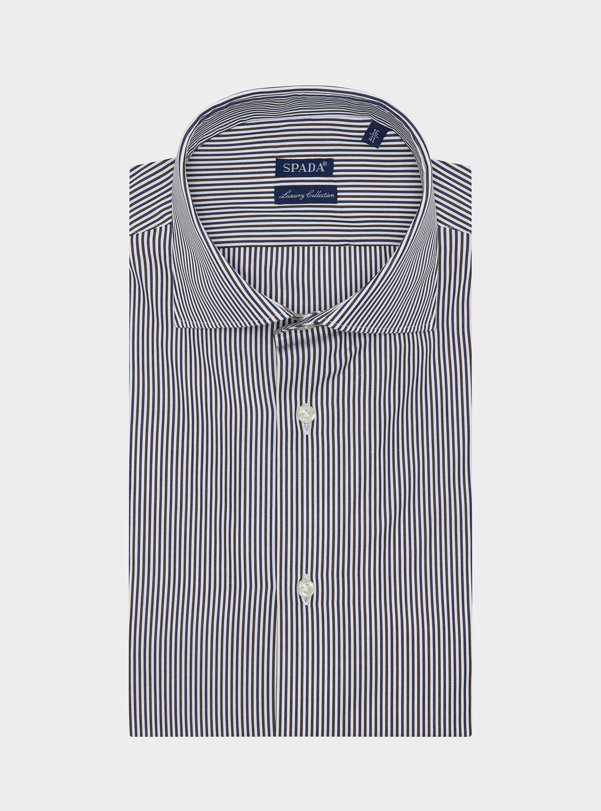 Baumwollhemd mit Mehrfachstreifen und französischem Kragen