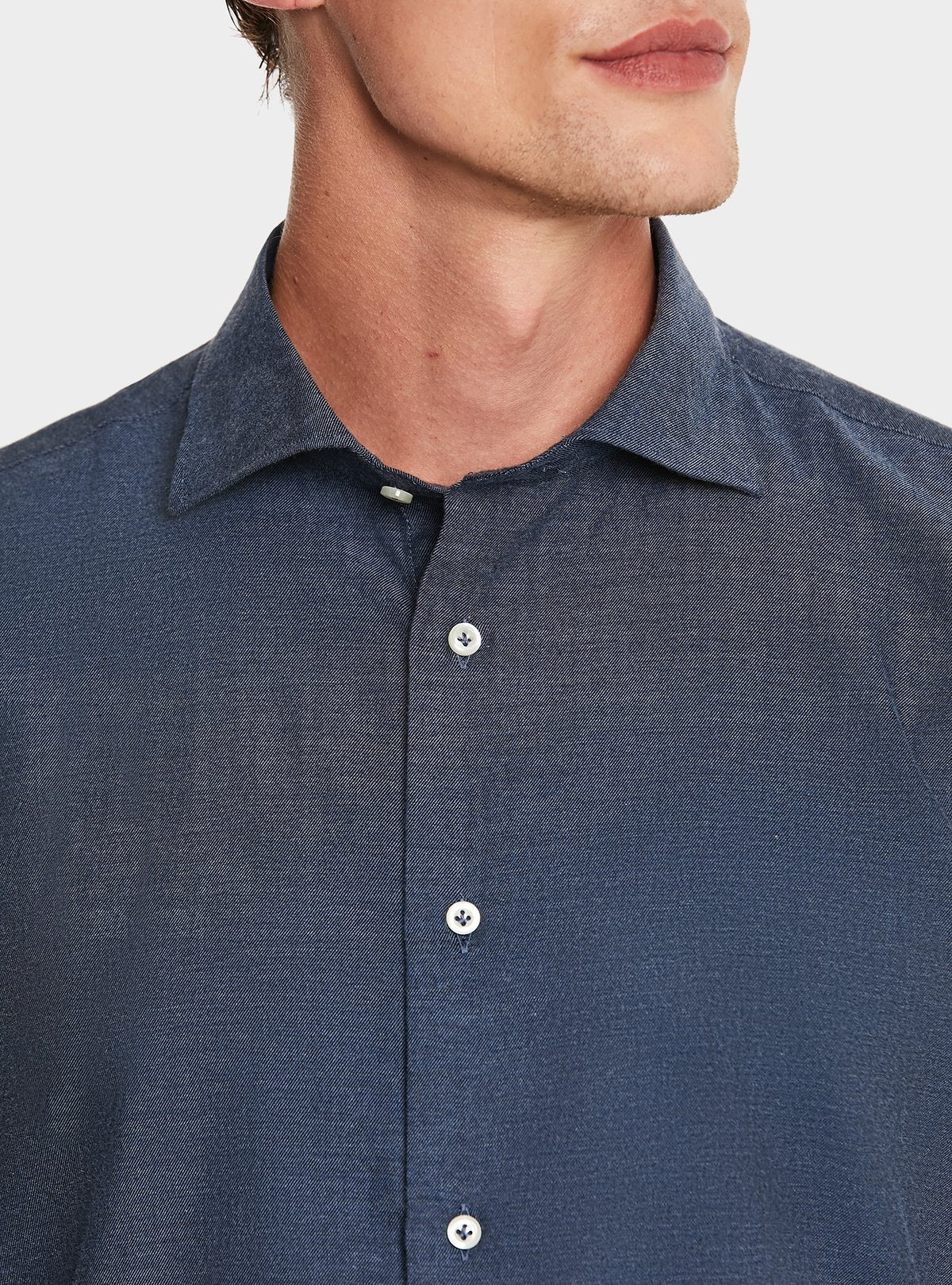 Hemd mit französischem Kragen aus 100% Baumwoll-Flanell