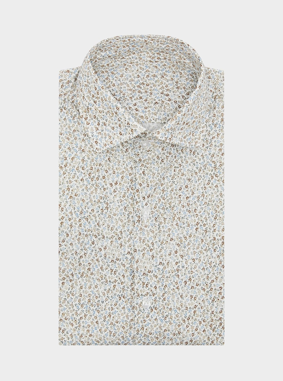 Gemustertes Hemd aus reiner Baumwolle mit französischem Kragen