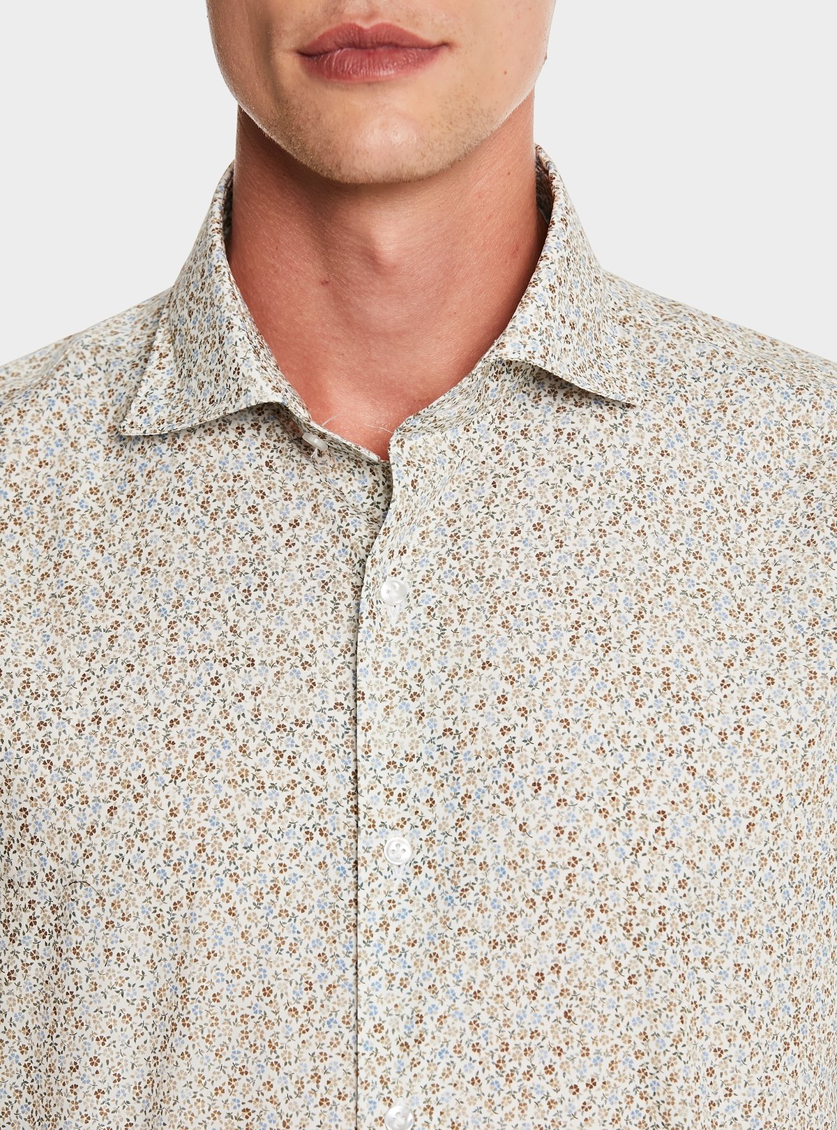 Gemustertes Hemd aus reiner Baumwolle mit französischem Kragen