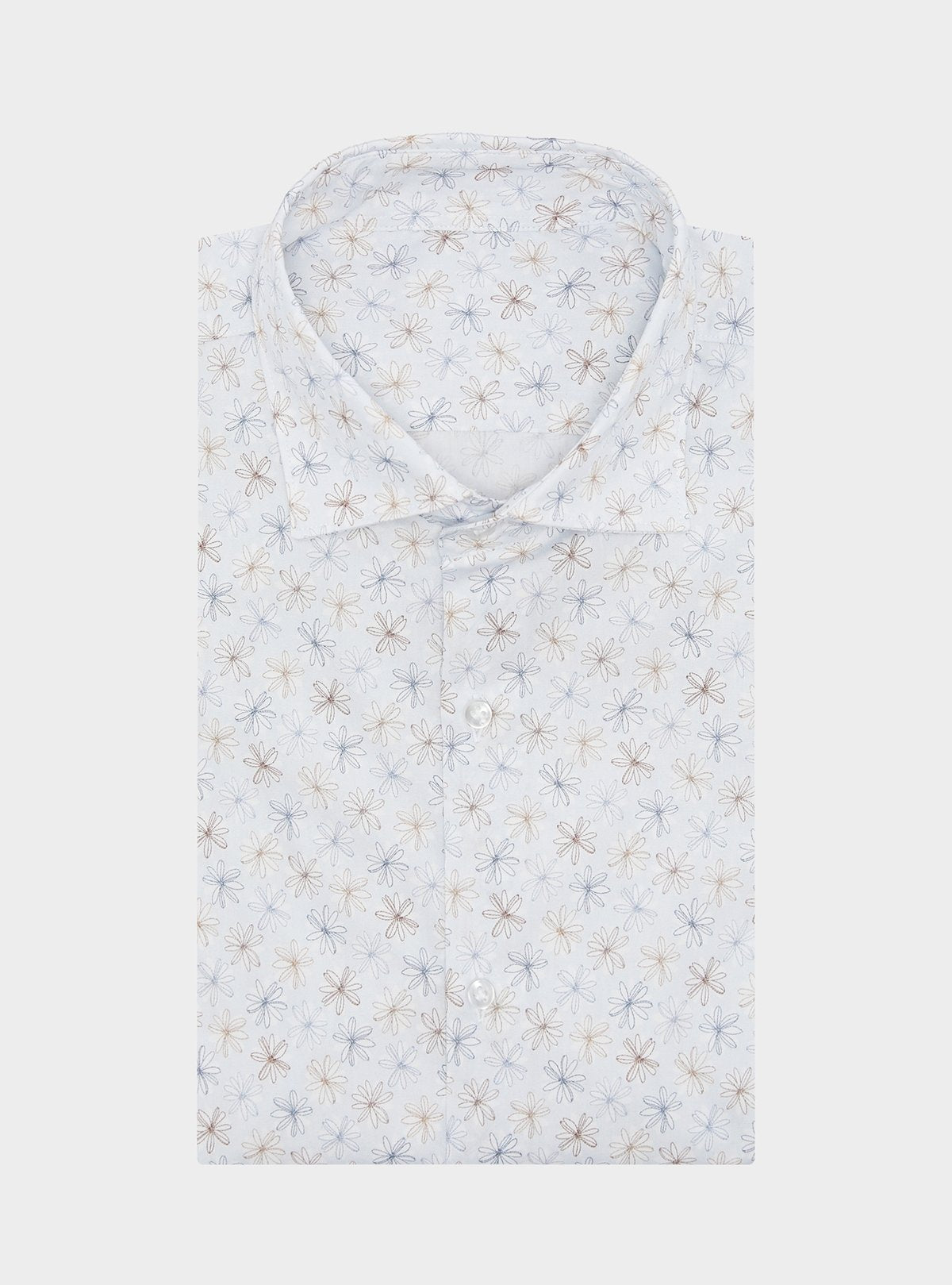 Gemustertes Hemd aus reiner Baumwolle mit französischem Kragen