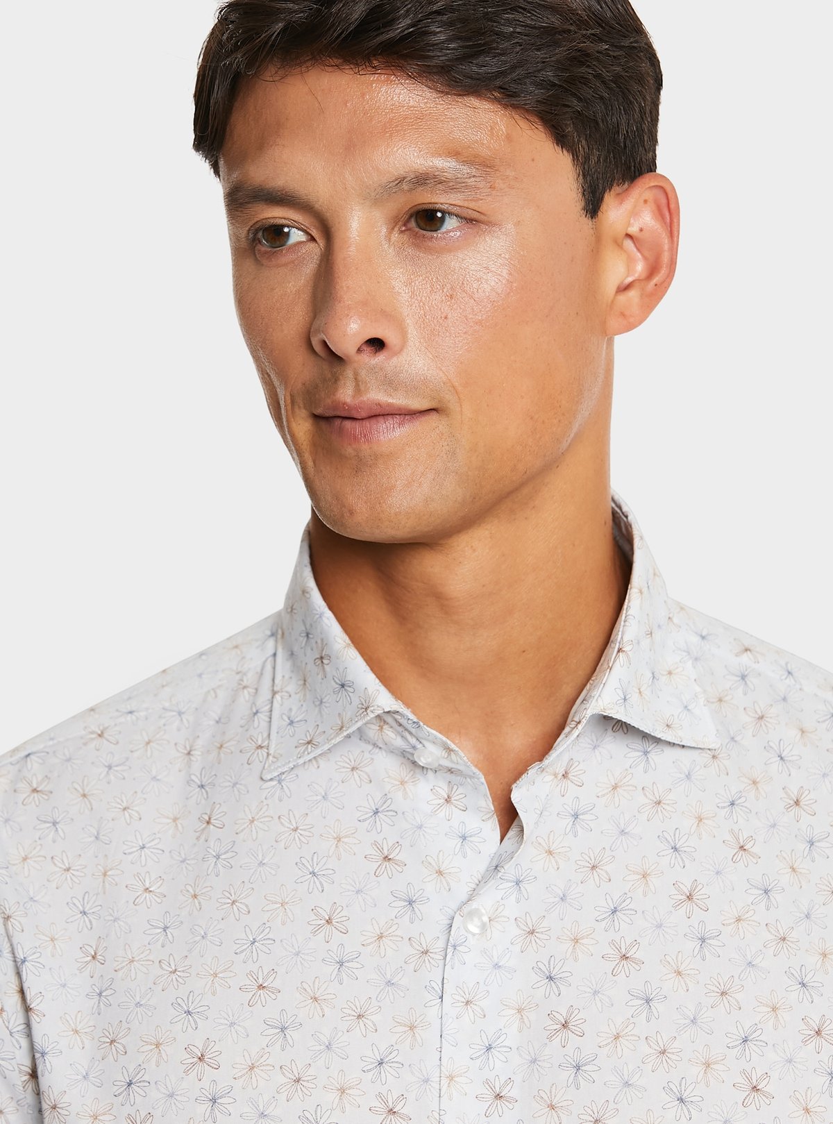 Gemustertes Hemd aus reiner Baumwolle mit französischem Kragen