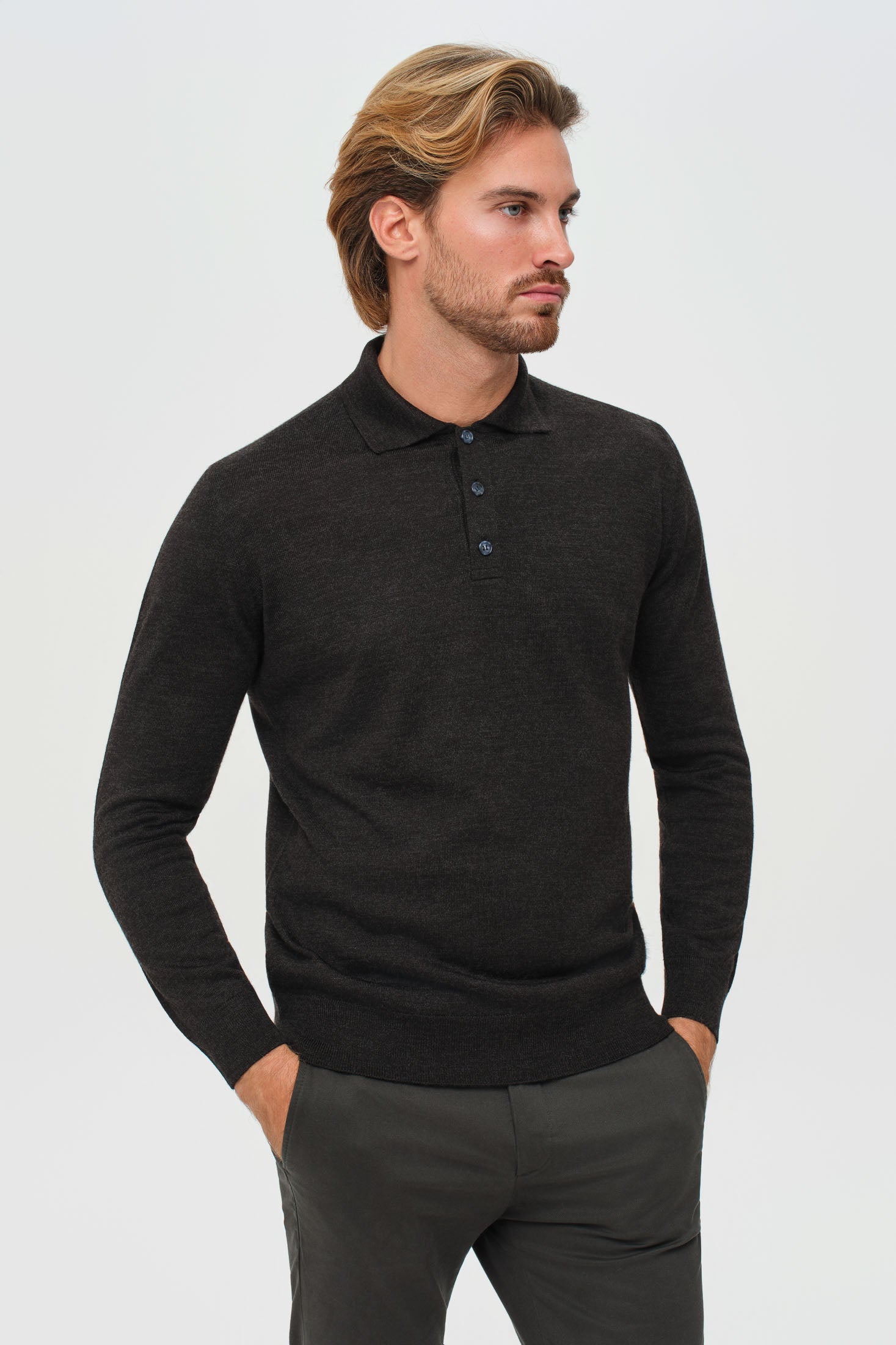 Herren Premium Langarm-Strickpullover – Wollmischung Komfort