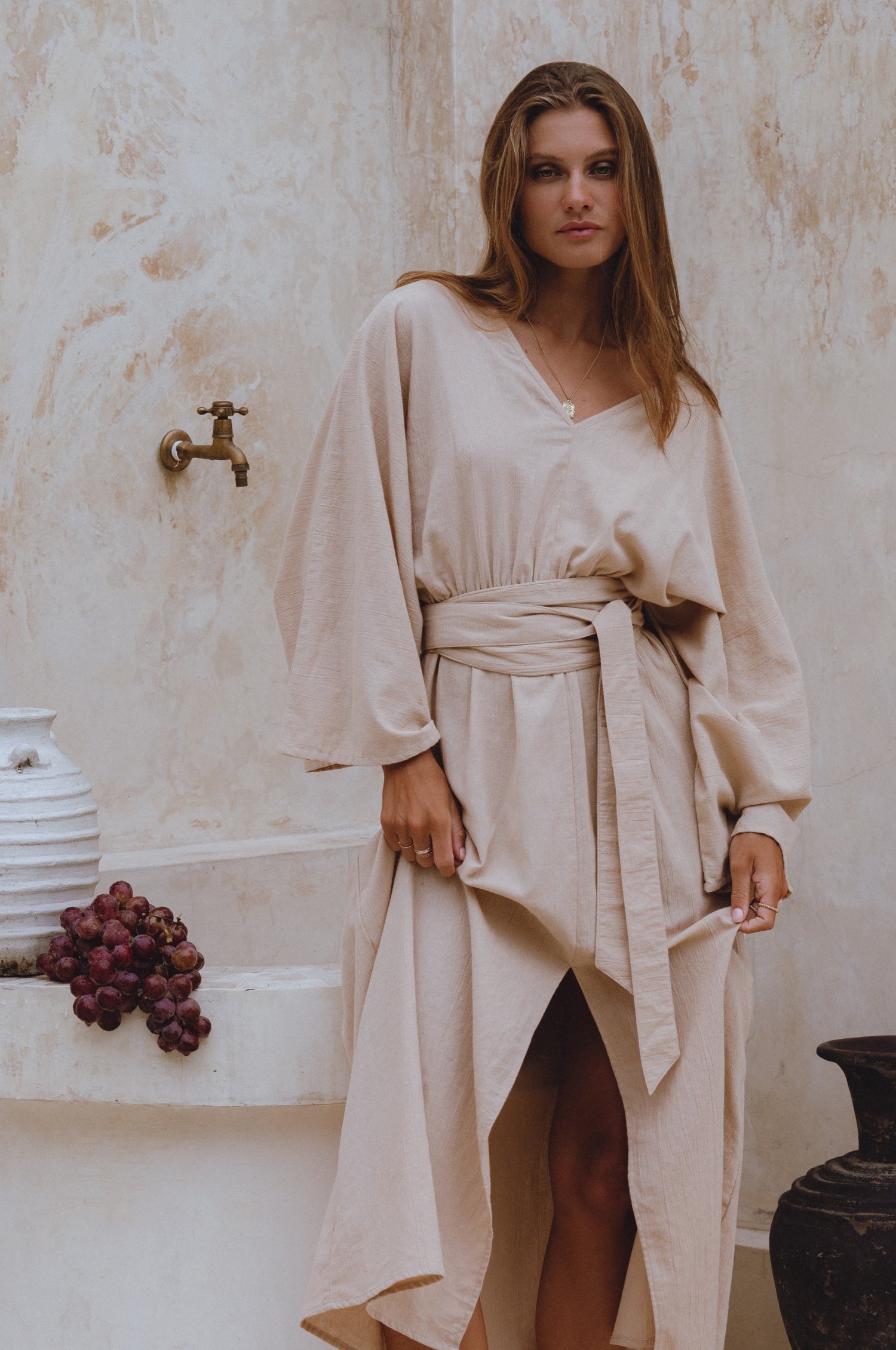 Hana Leinen Kimono Kleid