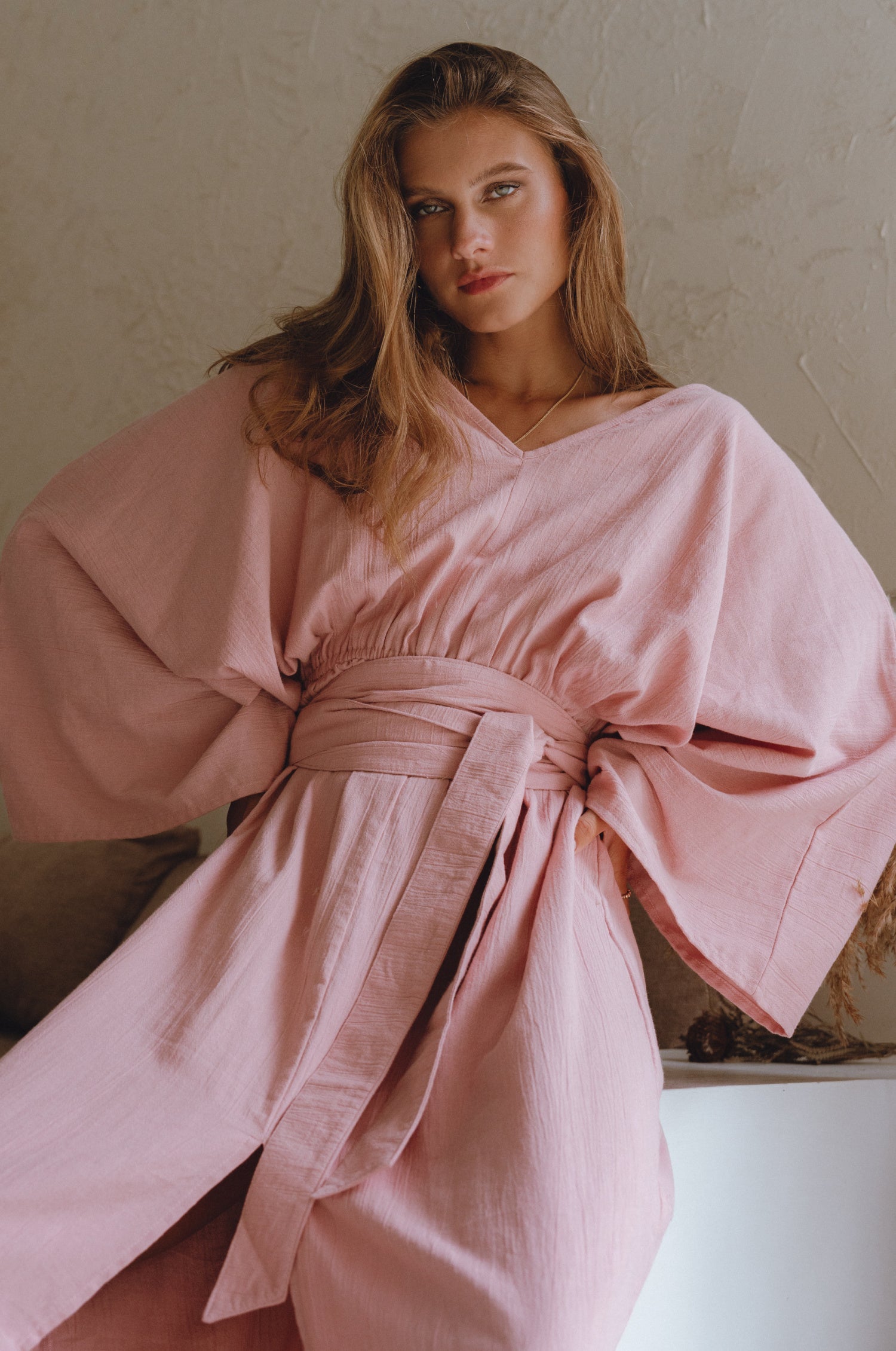 Hana Leinen Kimono Kleid