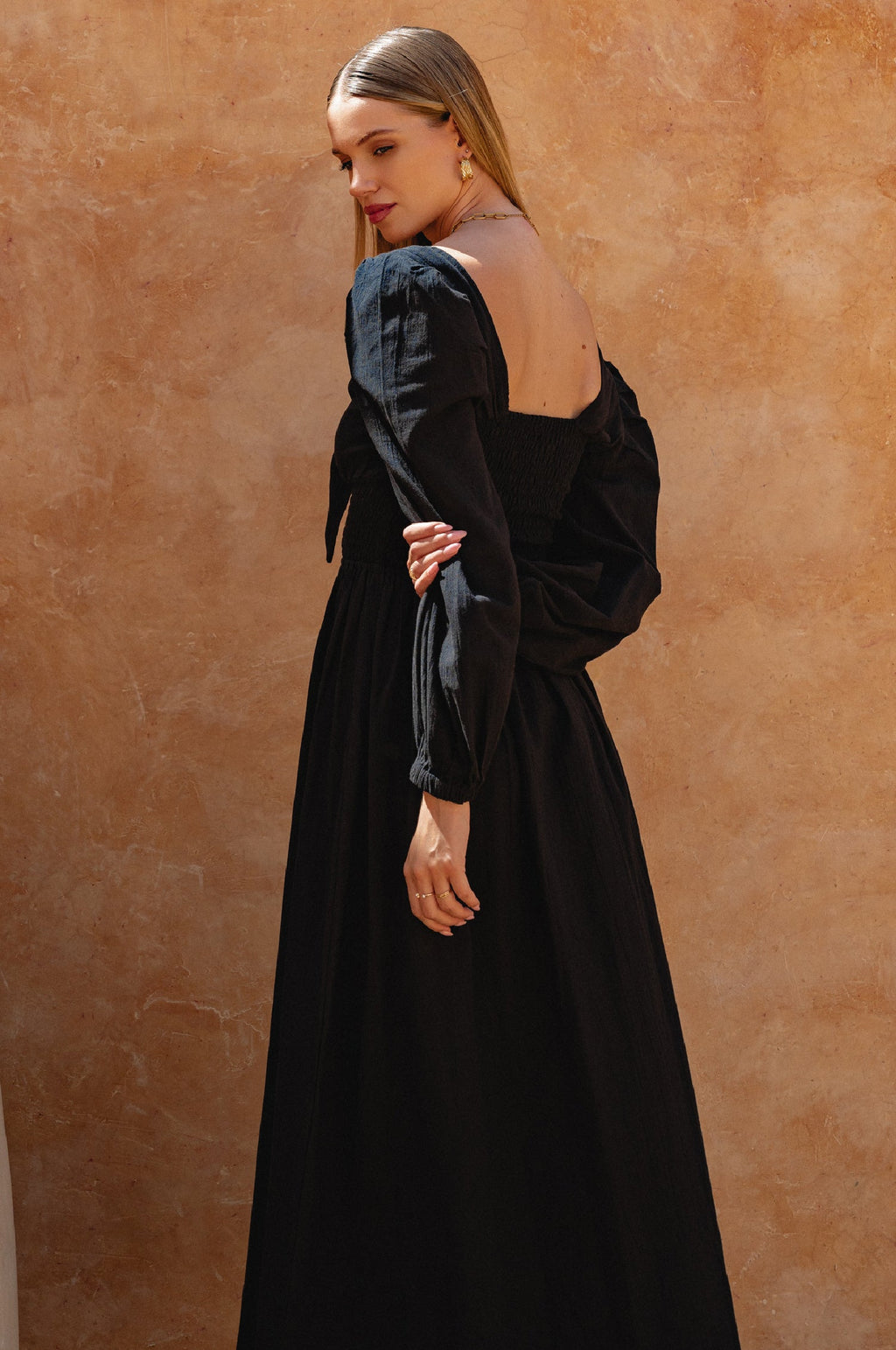 Narcisa Puffärmel Leinen Kleid