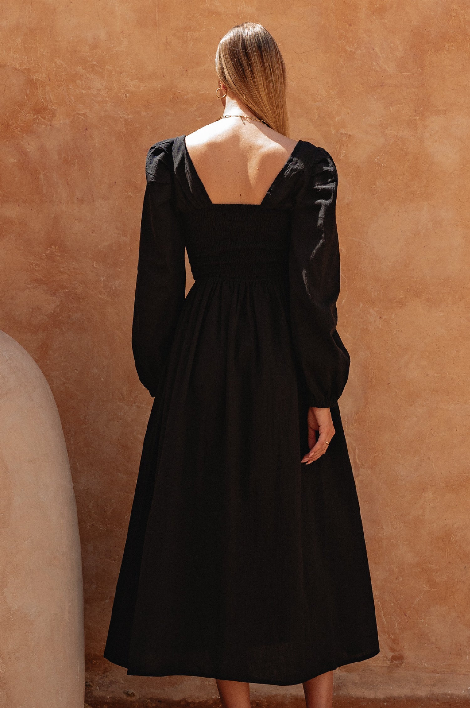 Narcisa Puffärmel Leinen Kleid