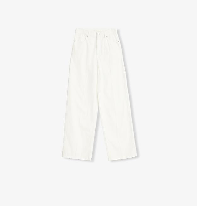 Customized cotton fabric skin-friendly washed drape versatile wide-leg jeans-5