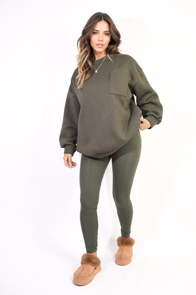 Oversized Pocket Sweatshirt and Leggings Co-ord Set-5