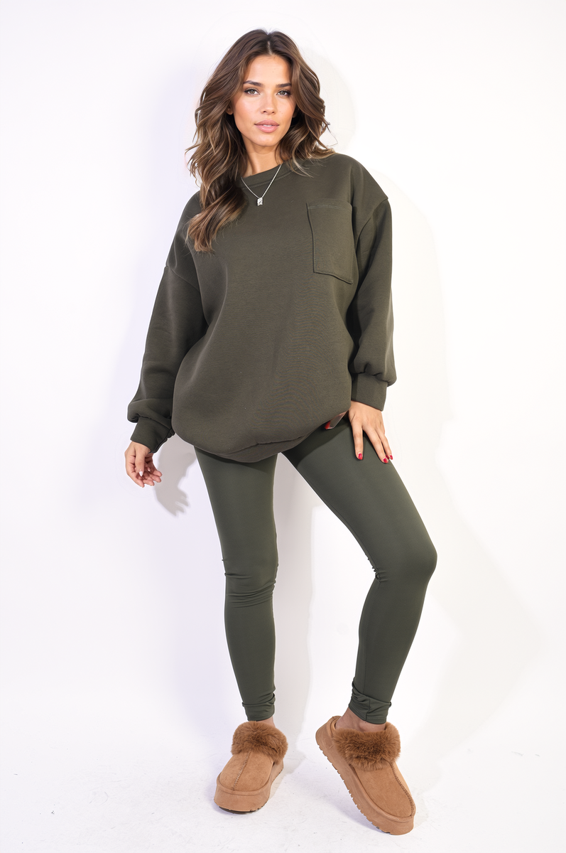 Oversized Pocket Sweatshirt and Leggings Co-ord Set-3