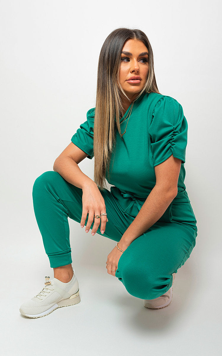 Zweiteiler-Set mit gerafften Ärmeln