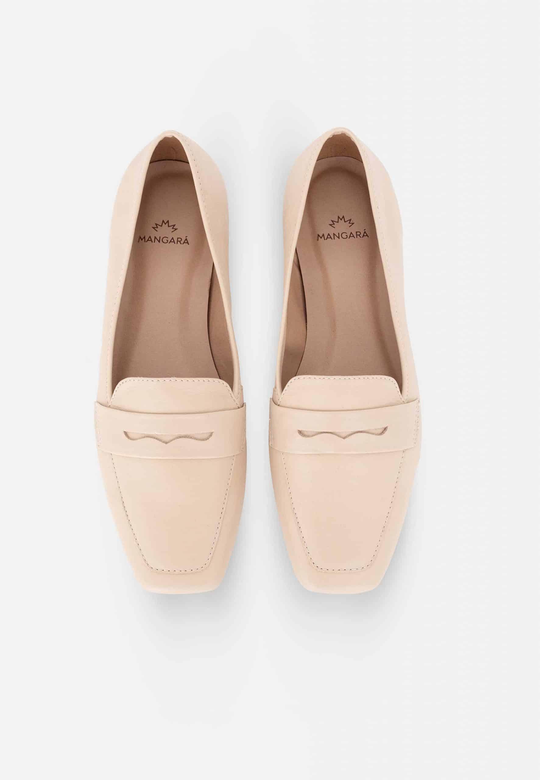 Cipó Leder-Loafer in Beige – Damen Slipper mit quadratischer Spitze