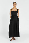 Black Linen Dress with Straps-0