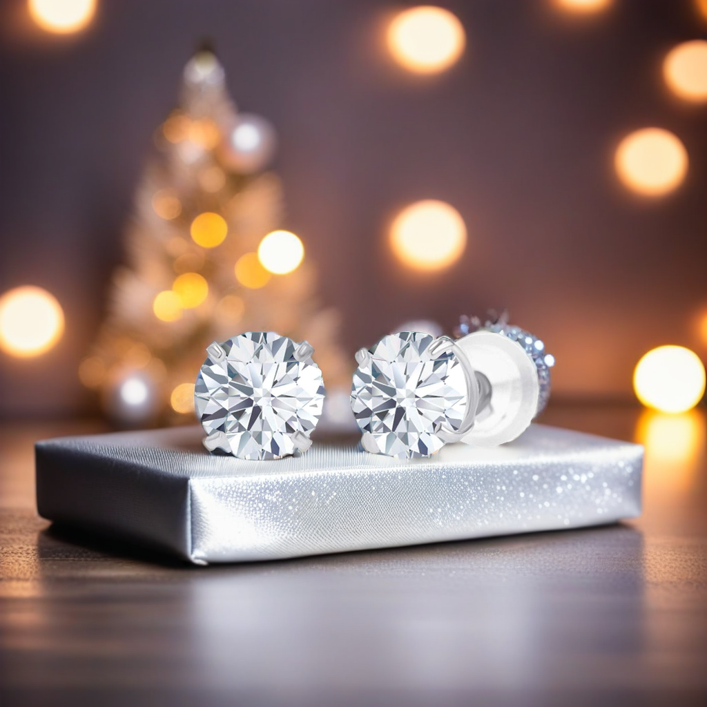 2,00 CTW Runde CZ Ohrstecker in 14K Weiß- oder Gelbgold – Handgefertigter Luxus